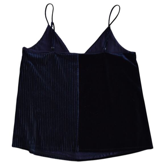 Socialite Navy Blue Velvet V-Neck Spaghetti Strap Cami Top Size Small - Picture 4 of 4